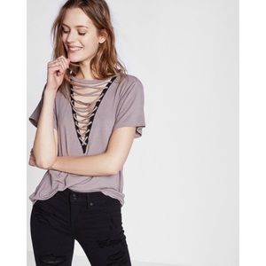 NWT EXPRESS LACE UP FRONT GIRLFRIEND TEE SIZE S